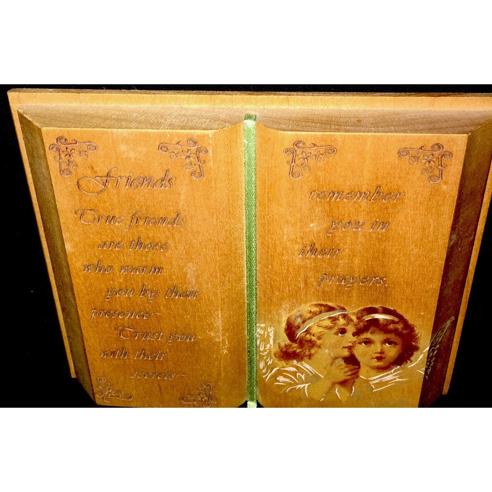 Vintage Plaque Sign motivational friends Quote. Wooden Carved Book Shabby Chic - Picture 6 of 7